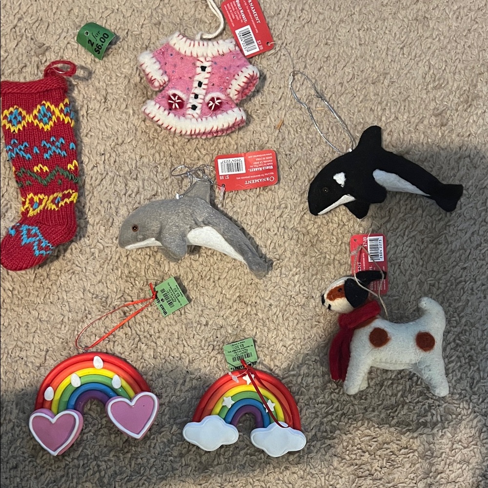 NEW World Market Felt Animal and Rainbow Ornaments